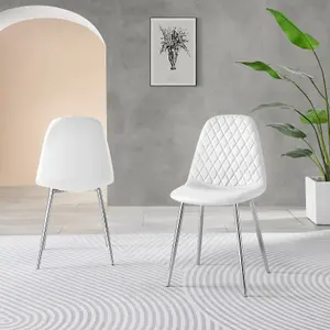 Giovani Round 4 Seat 100cm White High Gloss Halo Base Grey Glass Top Dining Table 4 White Faux Leather Gold Leg Corona Chairs