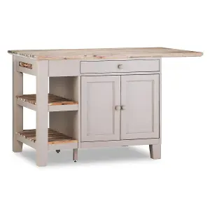 Florence Truffle Kitchen Island with Cupboard and Shelves