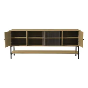 Metal Leg Wooden TV Stand with Ample Storage Space