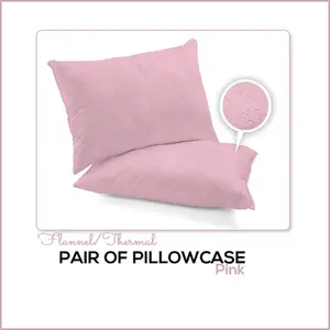 Pillowcases Pair Pack 100% Brushed Cotton Flannelette Thermal Pillow Covers 19''x29''