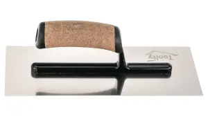 Toolty Stainless Steel Trowel with Cork Handle on Aluminium Foot 280mm for Plastering Rendering Finishing Smoothing DIY