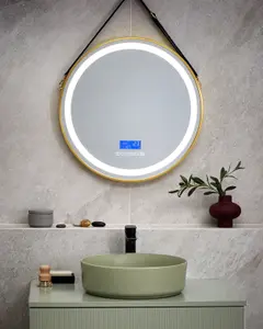 LED Wall Mirror with Bluetooth Speaker 60 cm Gold DAROIS