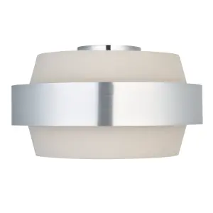 Boston Brushed Fabric & metal Natural Chrome effect LED Ceiling light