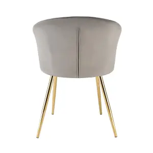 Ella Dining Accent Chair Upholstered in Velvet Fabric  - Grey/Gold