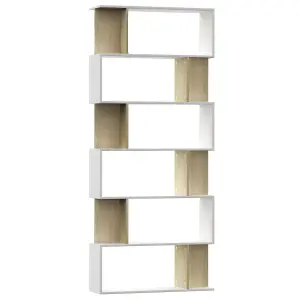 Berkfield Book Cabinet/Room Divider White and Sonoma Oak 80x24x192 cm Engineered Wood