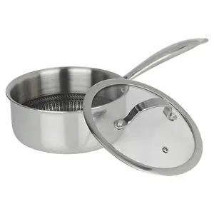 URBNCHEF 28cm Diameter 6Pc Non Stick Stainless Steel Induction Frying Pan Saucepan Casserole Set