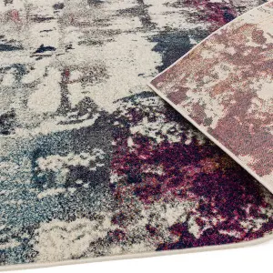 Abstract Navy Modern Easy To Clean Abstract Rug Dining Room-160cm X 230cm