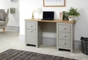 GFW Lancaster 4 Drawer Study Desk Grey