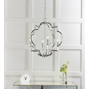 Luminosa Garland 4 Light Ceiling Pendant Polished Nickel & Clear Crystal Glass, E14