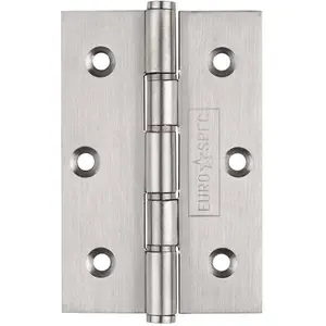 PAIR 76 x 51mm Brass Washered Butt Hinge Satin Stainless Steel Internal Door