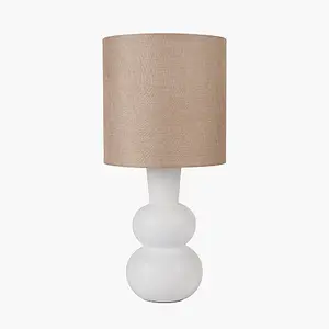 White Curved Bottle Ceramic Table Lamp