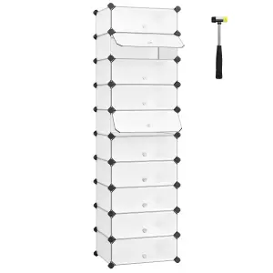 SONGMICS DIY Shoe Rack Organiser with Doors, 10 tiers Storage Cubes for 20 Pairs of Shoes, Closet Wardrobe Divider Shelf