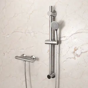 Nes Home Rosa Round Exposed Thermostatic Shower Mixer Slider Rail Kit