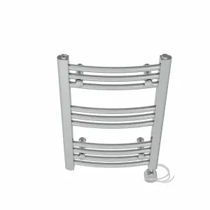 Right Radiators Prefilled Thermostatic Electric Heated Towel Rail Curved Ladder Warmer Rads - Chrome 600x400 mm