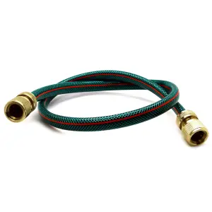 3 metres of Garden Hose Pipe with Brass Connectors Green 4 Layers Reel Connection Set to Outdoor Faucet Tap