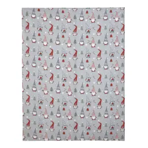 Catherine Lansfield Dining Christmas Gnomes Wipe Clean 132x178 cm Table Cloth Grey/ Red