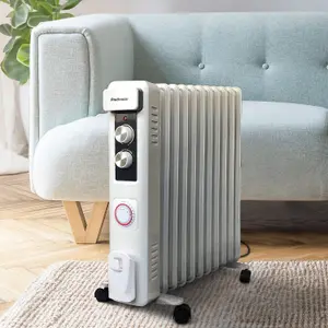 Pro Breeze 2500W Compact Oil Filled Radiator Heater with 11 Fins and Thermostat Control