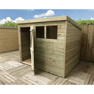 8 x 6 Pressure Treated T&G Pent Wooden Bike Store / Wooden Garden Shed + 2 Windows + Single Door (8' x 6' / 8ft x 6ft) (8x6)