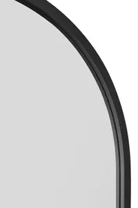 MirrorOutlet Arcus - Black Metal Framed Arched Leaner / Wall Garden Mirror 55" X 27.5" (140CM X 70CM)