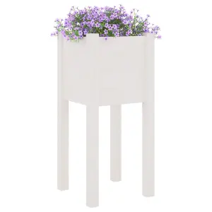 Berkfield Garden Planter White 31x31x70 cm Solid Pinewood