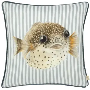 Evans Lichfield Salcombe Pufferfish Piped Feather Filled Cushion