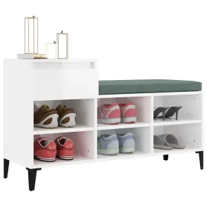 Berkfield Shoe Cabinet High Gloss White 102x36x60 cm Engineered Wood