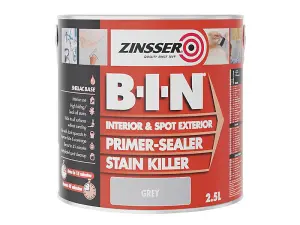 Zinsser BIN Primer Sealer - Stain Killer Paint - Grey - 2.5L