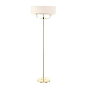 Luminosa Nixon 2 Light Floor Lamp Brass, Crystal Glass, E14