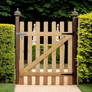 Garden Gate Pine Wood Outdoor Gate with Latch Freestanding Wood Fence Partition for Home Yard H 90cm x W 90cm