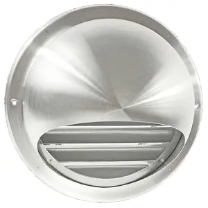 SPARES2GO Stainless Steel Round Bull Nosed External Extractor Wall Vent Outlet with Insect Mesh Grille (4" / 100mm)