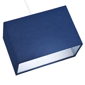 Contemporary and Stylish Navy Midnight Blue Linen Fabric Rectangular Lamp Shade