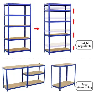 Yaheetech Blue Steel Storage Shelves with Adjustable Height