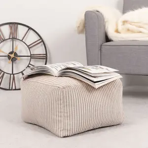 icon Theo Corduroy Bean Bag Pouffe Natural Footstool Bean Bags