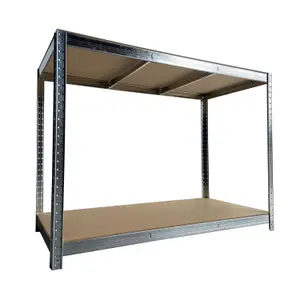 Galvanised Garage Starter Kit 2 x Shelving Bays 1500h x 700w x 300d mm 1 x Workbench 900h x 1200w x 600d mm 175kg per Shelf