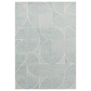 Blue Swirl Abstract Geometric Modern Funky Easy to Clean Rug for Living Room Bedroom and Dining Room-120cm X 170cm