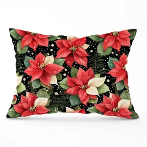 Poinsettia, Watercolor Style Cushions 33cm x 48cm