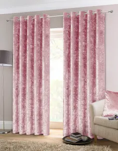 Crushed Velvet Eyelet Window Polyster Curtains