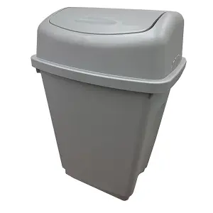 2x 25L Home Office Bathroom Silver Plastic Kitchen Waste Rubbish Bin With Swing Lid