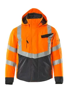 Mascot Safe Supreme Hastings Winter Jacket (Hi-Vis Orange/Dark Navy Blue)  (Large)