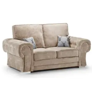 Milan Fabric 2 Seater Sofa Mink Fabric Full Back Chesterfield Style