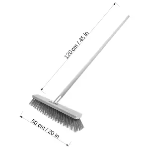 Heavy Duty Garden Broom with Handle, Outdoor for Wet & Dry Surfaces, 20" Synthetic Hard Bristle Sweeping Brush for Cleaning Green