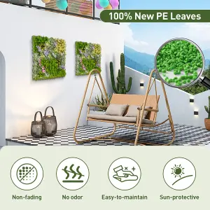 COSTWAY 2 Pack Square Artificial Foliage Wall 50 x 50 cm Faux Plant Wall Decoration