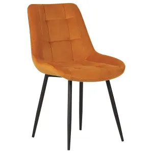 Set of 2 Dining Chairs MELROSE Velvet Orange