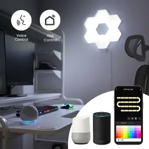 ValueLights Smart RGBIC Hexagon Kit, DIY Customizable Shape LED Colour Changing Wall Panel Lights with App Control, Set of 6