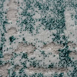 Silver Green Distressed Abstract Modern Textured Area Rug 190x280cm