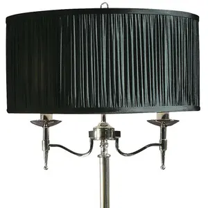 Luxury Classic Twin Arm Feature Floor Lamp Polished Nickel & Black Organza Shade