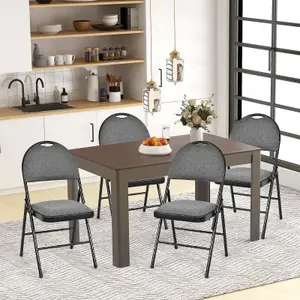 Costway Set of 6 Folding Fabric Chair Padded Kitchen Dining Seat Portable Guest Chair