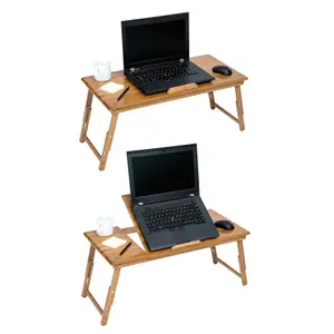 Laptop Stand - 4 angles of inclination, with 2 storage areas, 72 x 35 x 26 cm - brown