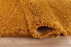 Serdim Rugs Plain Living Room Shaggy Area Rugs Gold 80x150 cm