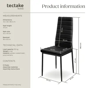 Dining Chairs - high backrest, padded, synthetic leather  - black